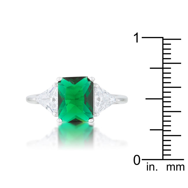 Timeless Spark Heritage Edit Classic Emerald Rhodium Engagement Ring - Friggin Jewelry Fashion