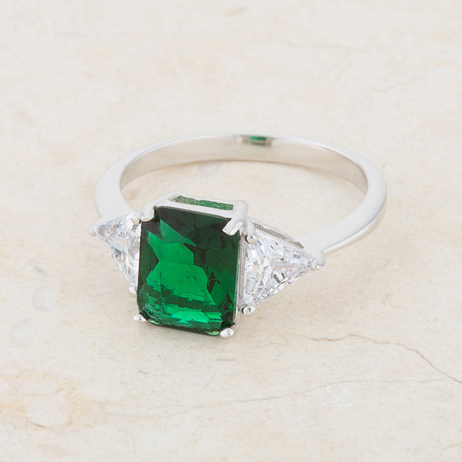Timeless Spark Heritage Edit Classic Emerald Rhodium Engagement Ring - Friggin Jewelry Fashion