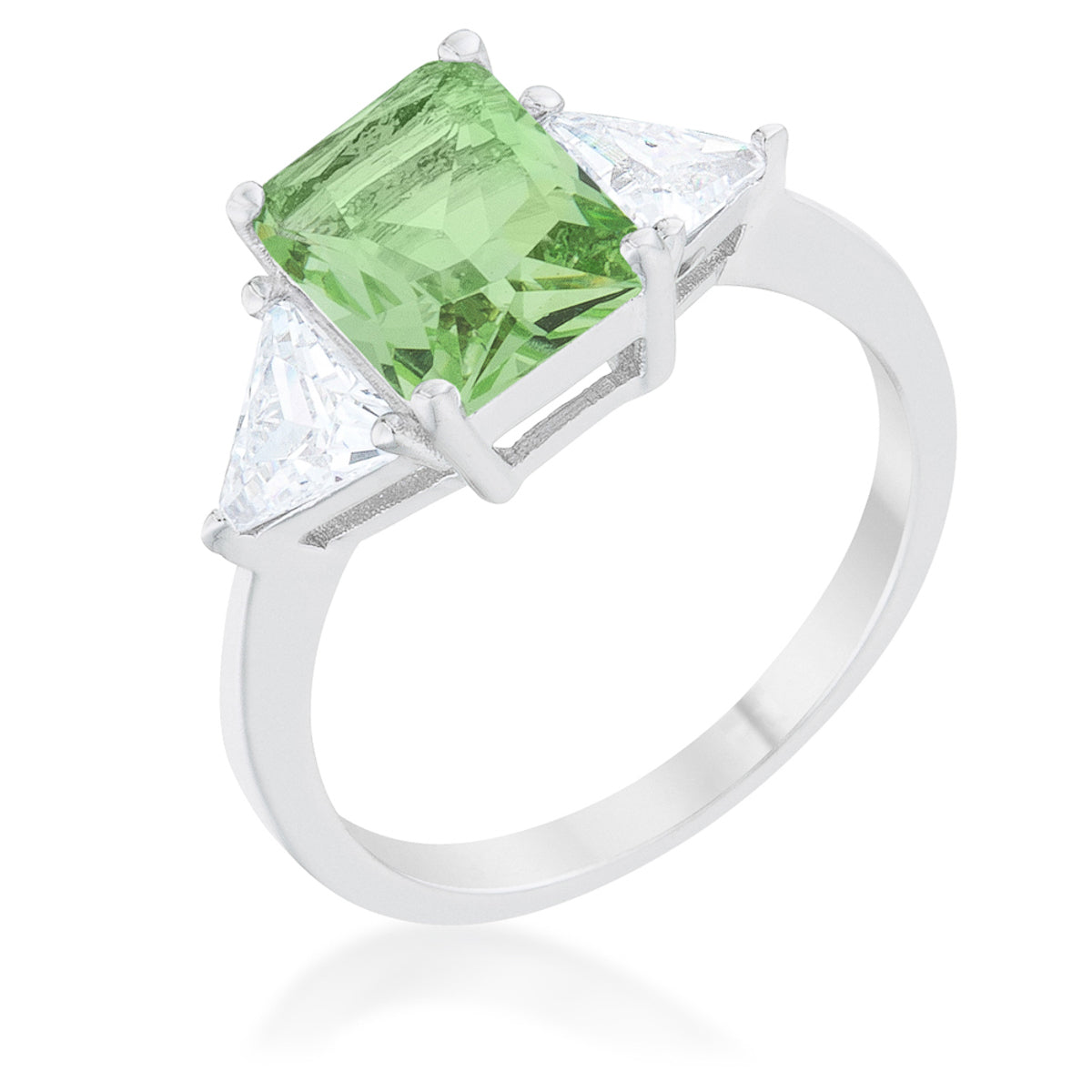 Modern Heroine Classic Edit Classic Apple Green Rhodium Engagement Ring - Friggin Jewelry Fashion
