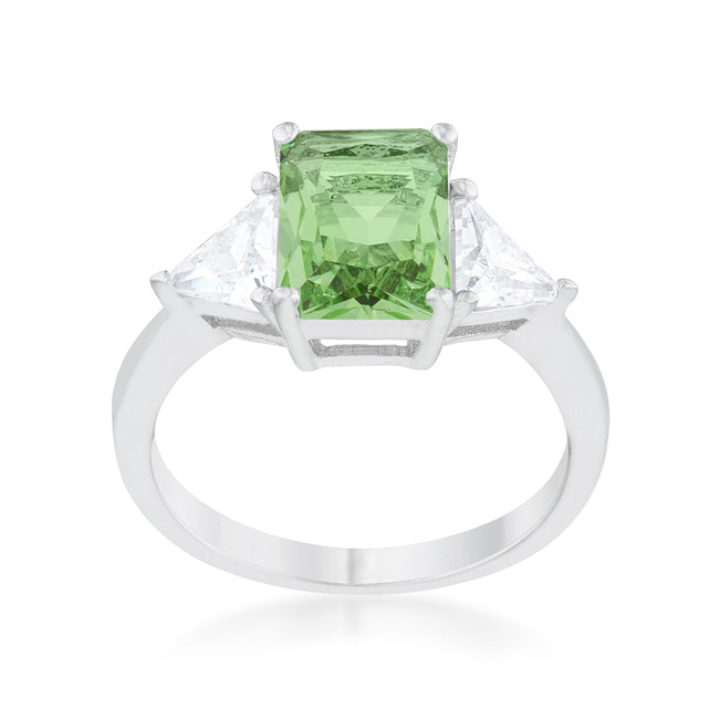 Modern Heroine Classic Edit Classic Apple Green Rhodium Engagement Ring - Friggin Jewelry Fashion