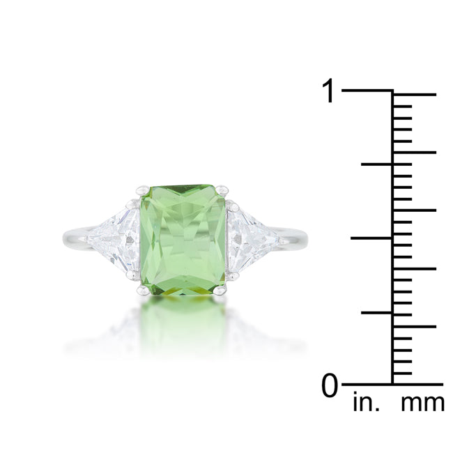 Modern Heroine Classic Edit Classic Apple Green Rhodium Engagement Ring - Friggin Jewelry Fashion