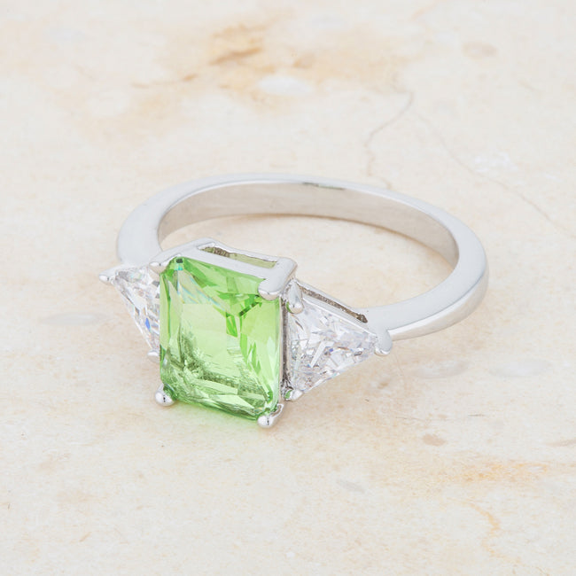 Modern Heroine Classic Edit Classic Apple Green Rhodium Engagement Ring - Friggin Jewelry Fashion