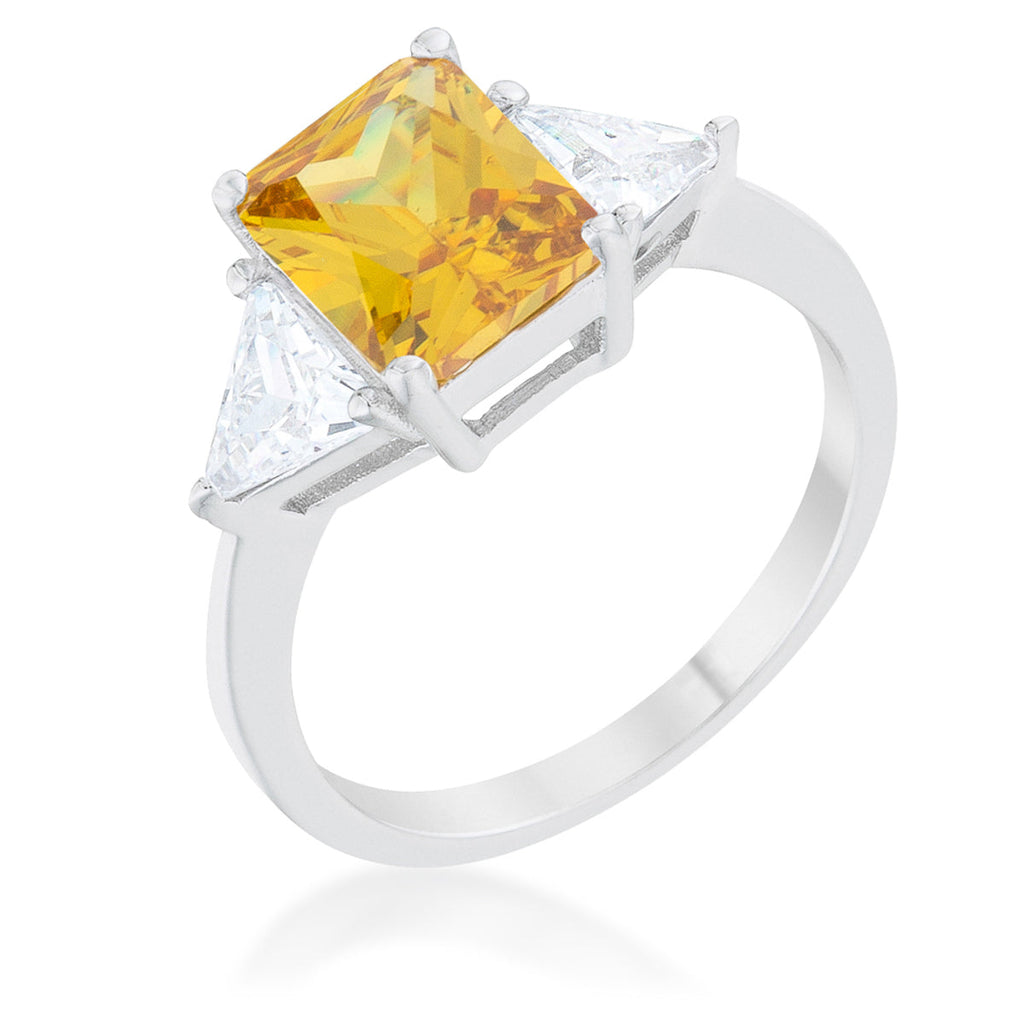 Starborn Spark Contemporary Icon Classic Canary Yellow Rhodium Engagement Ring - Friggin Jewelry Fashion
