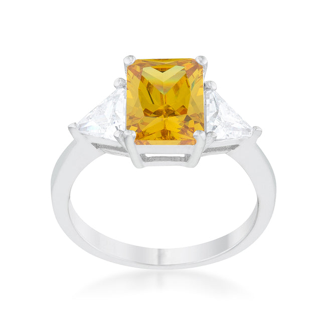 Starborn Spark Contemporary Icon Classic Canary Yellow Rhodium Engagement Ring - Friggin Jewelry Fashion