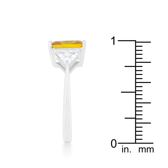 Starborn Spark Contemporary Icon Classic Canary Yellow Rhodium Engagement Ring - Friggin Jewelry Fashion