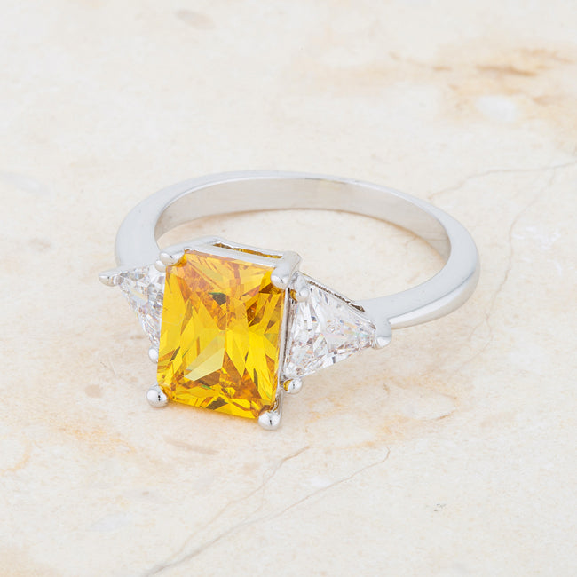 Starborn Spark Contemporary Icon Classic Canary Yellow Rhodium Engagement Ring - Friggin Jewelry Fashion