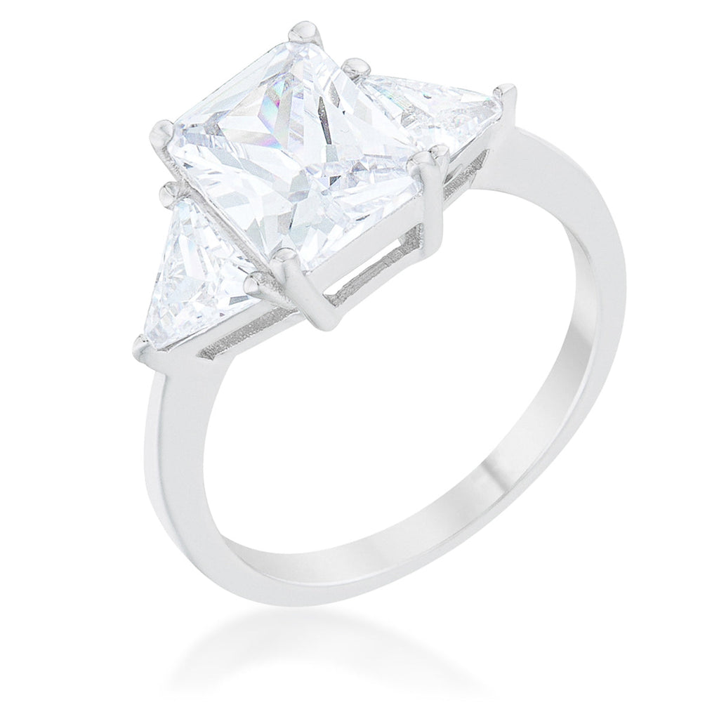 Timeless Sovereign Classic Edit Classic Clear Sterling Silver Engagement Ring - Friggin Jewelry Fashion