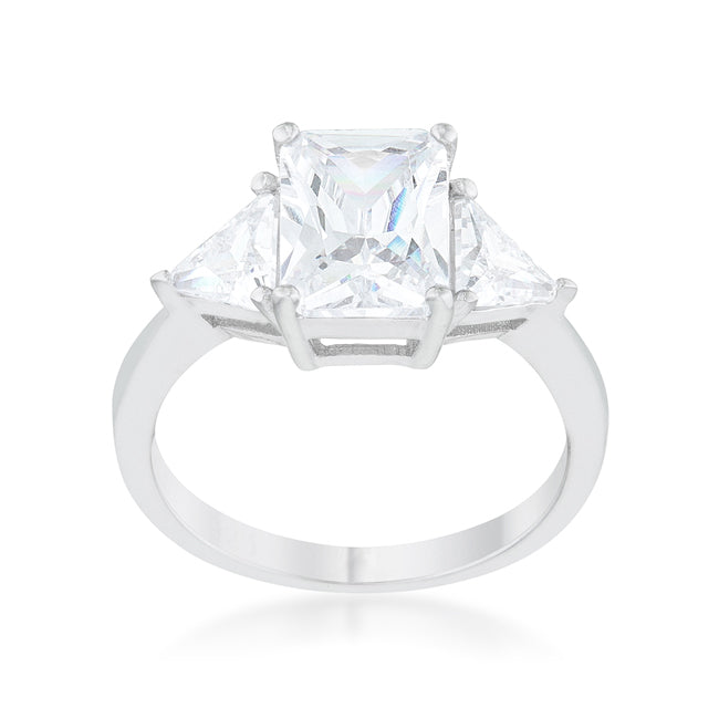 Timeless Sovereign Classic Edit Classic Clear Sterling Silver Engagement Ring - Friggin Jewelry Fashion
