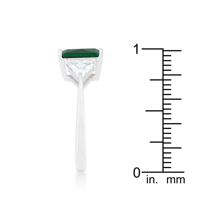 Playful Edge Contemporary Edit Classic Emerald Green Sterling Silver Engagement Ring - Friggin Jewelry Fashion
