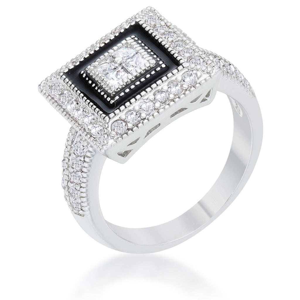 Polished Play Signature Line Shira 0.7ct CZ Rhodium Antique Ring - Friggin Jewelry Fashion