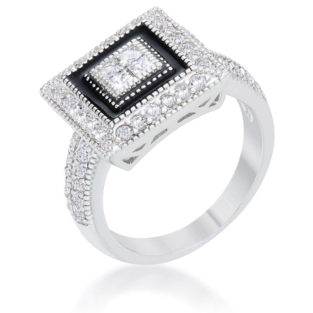 Polished Play Signature Line Shira 0.7ct CZ Rhodium Antique Ring - Friggin Jewelry Fashion