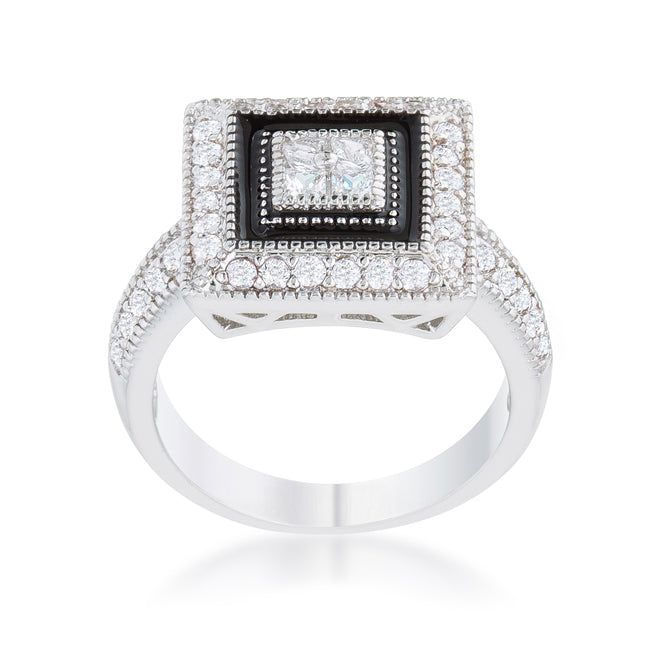 Polished Play Signature Line Shira 0.7ct CZ Rhodium Antique Ring - Friggin Jewelry Fashion