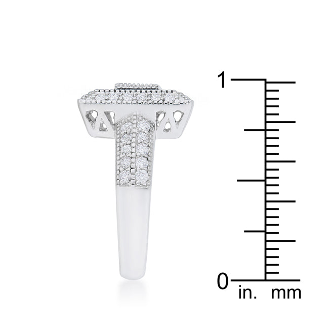 Polished Play Signature Line Shira 0.7ct CZ Rhodium Antique Ring - Friggin Jewelry Fashion