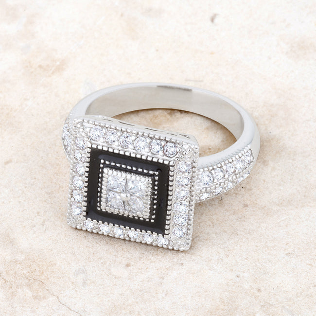 Polished Play Signature Line Shira 0.7ct CZ Rhodium Antique Ring - Friggin Jewelry Fashion