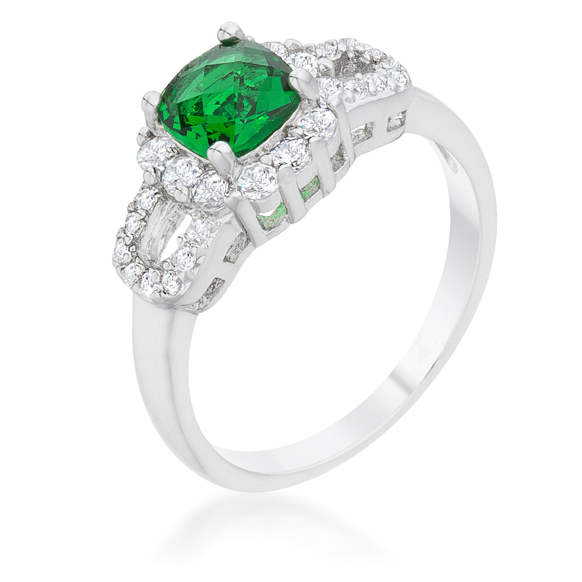 Cheeky Chic Refined Line Liz 1.1ct Emerald CZ Rhodium Classic Ring - Friggin Jewelry Fashion
