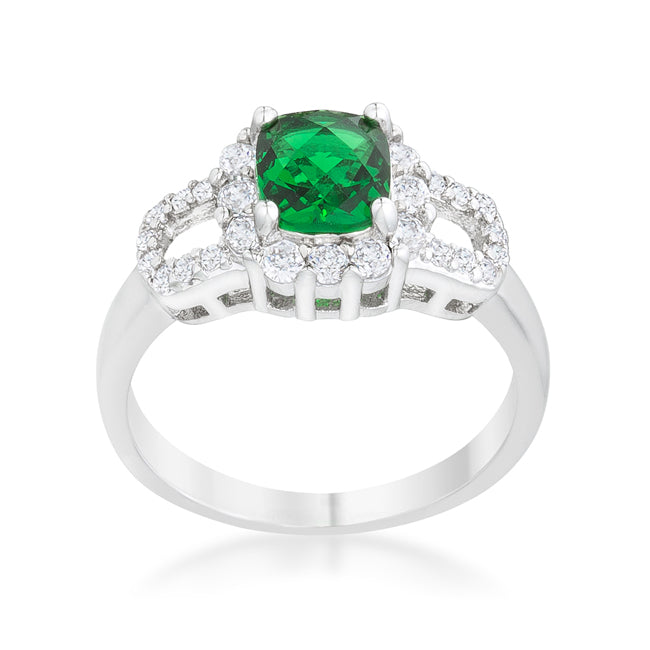 Cheeky Chic Refined Line Liz 1.1ct Emerald CZ Rhodium Classic Ring - Friggin Jewelry Fashion