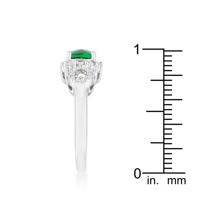 Cheeky Chic Refined Line Liz 1.1ct Emerald CZ Rhodium Classic Ring - Friggin Jewelry Fashion