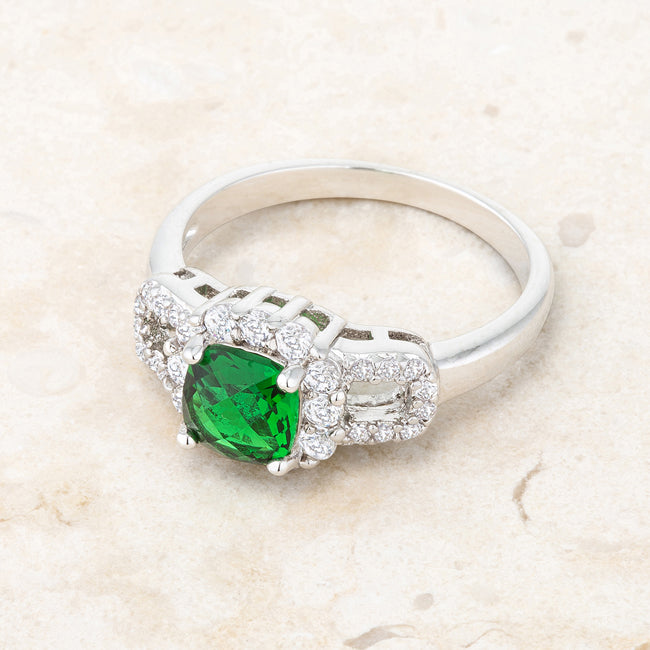Cheeky Chic Refined Line Liz 1.1ct Emerald CZ Rhodium Classic Ring - Friggin Jewelry Fashion