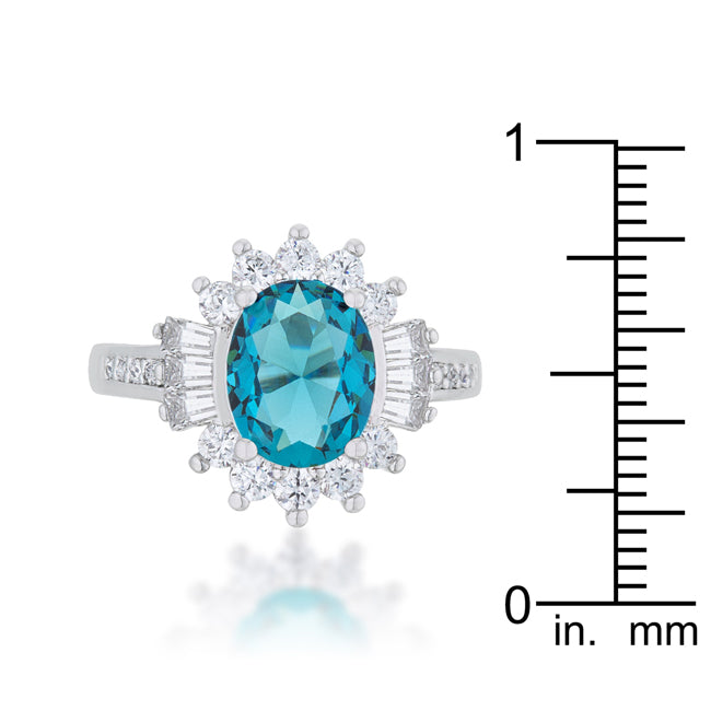 Modern Spark Heritage Edit Chrisalee 3ct Aqua CZ Rhodium Classic Ring - Friggin Jewelry Fashion