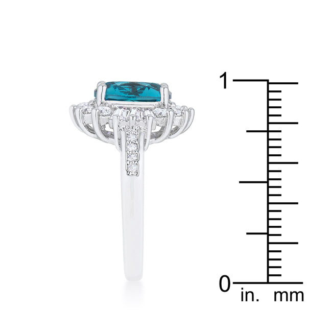 Modern Spark Heritage Edit Chrisalee 3ct Aqua CZ Rhodium Classic Ring - Friggin Jewelry Fashion