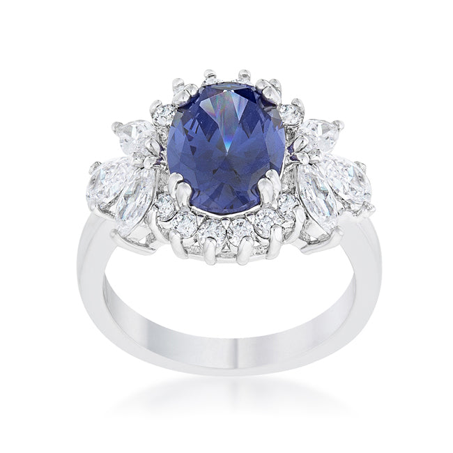 Whisper Detail Classic Edit Krizia 4.2ct Tanzanite CZ Rhodium Classic Ring - Friggin Jewelry Fashion