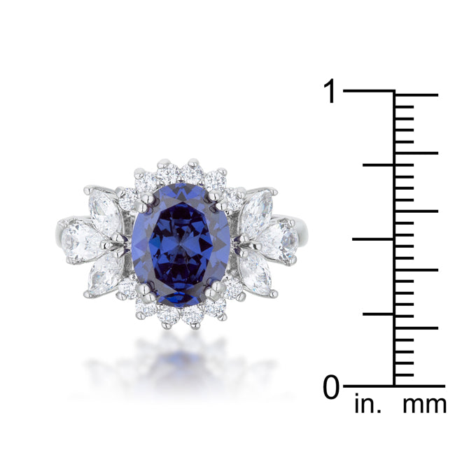 Whisper Detail Classic Edit Krizia 4.2ct Tanzanite CZ Rhodium Classic Ring - Friggin Jewelry Fashion