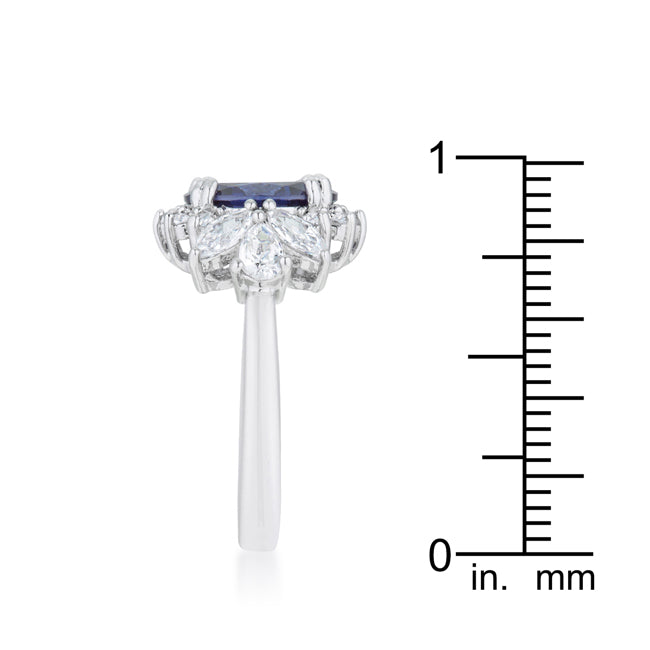Whisper Detail Classic Edit Krizia 4.2ct Tanzanite CZ Rhodium Classic Ring - Friggin Jewelry Fashion