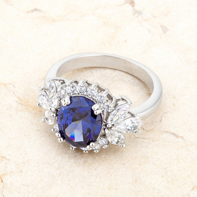 Whisper Detail Classic Edit Krizia 4.2ct Tanzanite CZ Rhodium Classic Ring - Friggin Jewelry Fashion