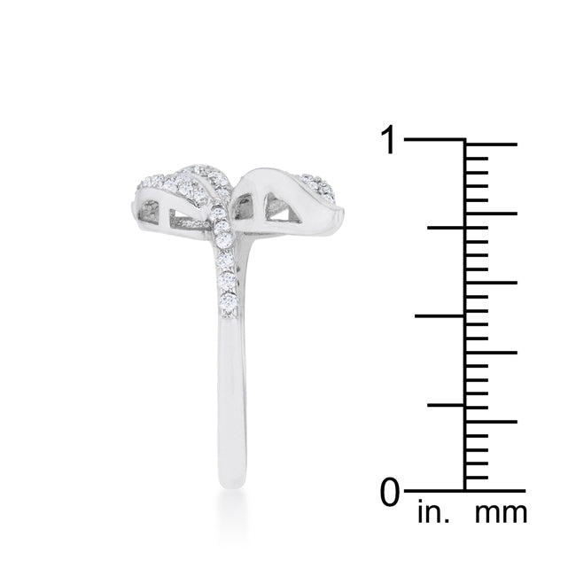 Dazzling Edge Timeless Series Liana 0.1ct CZ Rhodium Leaf Wrap Ring - Friggin Jewelry Fashion