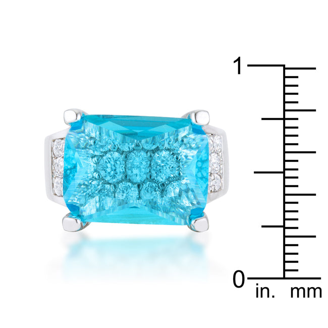 Tempting Edge Couture Line Mina 15.4ct Aqua CZ Rhodium Cocktail Ring - Friggin Jewelry Fashion