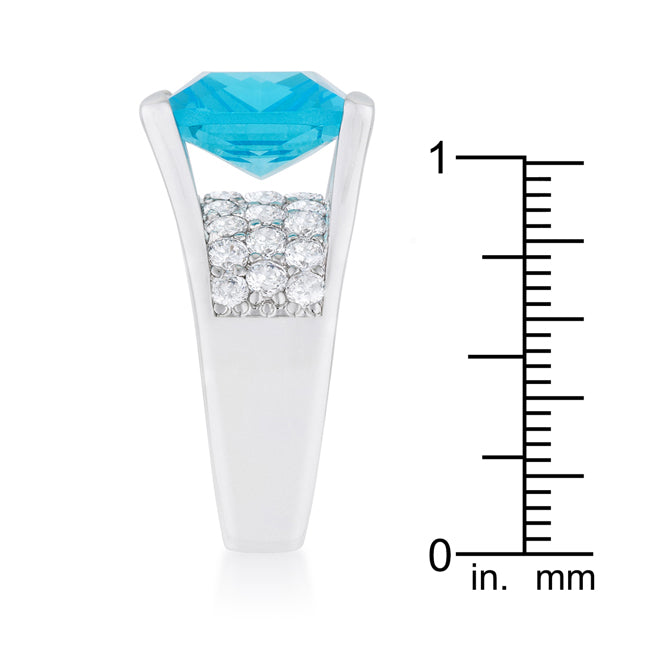 Tempting Edge Couture Line Mina 15.4ct Aqua CZ Rhodium Cocktail Ring - Friggin Jewelry Fashion