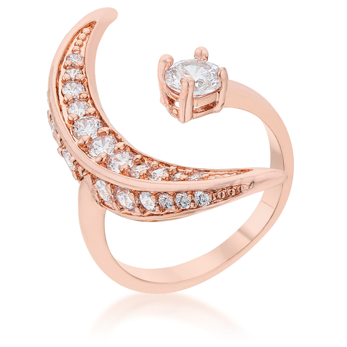 Captivating Edge Modern Icon Luna .75ct CZ Rose Gold Delicate Ring - Friggin Jewelry Fashion