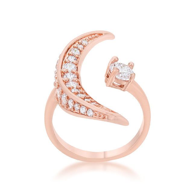 Captivating Edge Modern Icon Luna .75ct CZ Rose Gold Delicate Ring - Friggin Jewelry Fashion