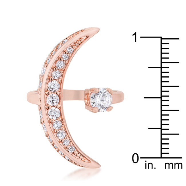 Captivating Edge Modern Icon Luna .75ct CZ Rose Gold Delicate Ring - Friggin Jewelry Fashion