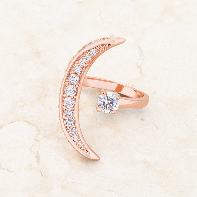 Captivating Edge Modern Icon Luna .75ct CZ Rose Gold Delicate Ring - Friggin Jewelry Fashion