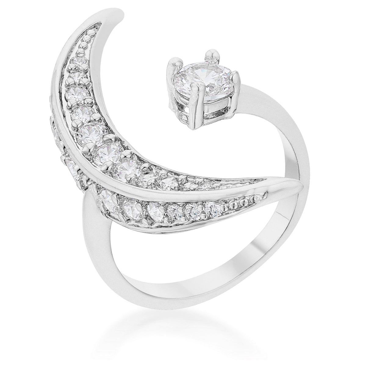 Lustre Detail Studio Line Luna .75ct CZ White Gold Rhodium Delicate Ring - Friggin Jewelry Fashion