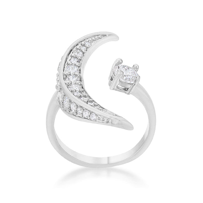 Lustre Detail Studio Line Luna .75ct CZ White Gold Rhodium Delicate Ring - Friggin Jewelry Fashion