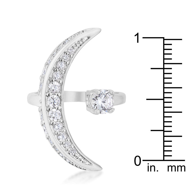 Lustre Detail Studio Line Luna .75ct CZ White Gold Rhodium Delicate Ring - Friggin Jewelry Fashion