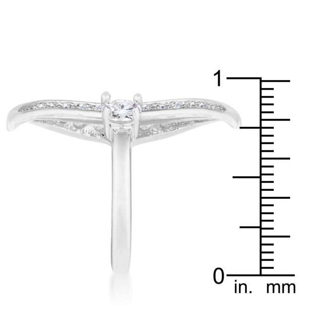 Lustre Detail Studio Line Luna .75ct CZ White Gold Rhodium Delicate Ring - Friggin Jewelry Fashion