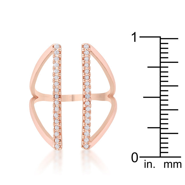 Sleek Form Signature Edit Jena 0.2ct CZ Rose Gold Delicate Parallel Ring - Friggin Jewelry Fashion
