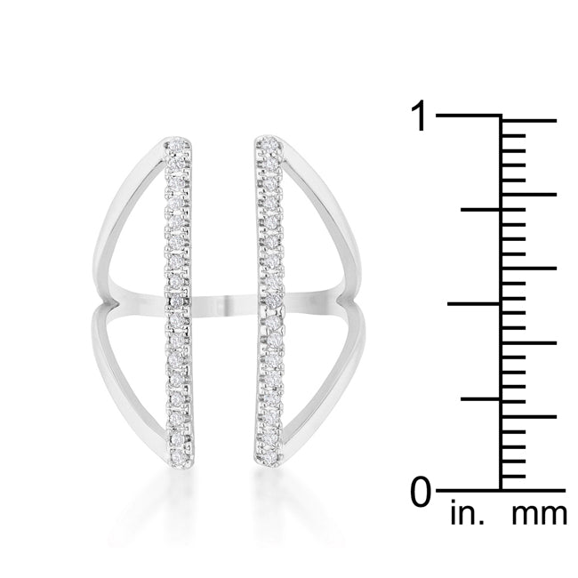 Refined Edge Signature Line Jena 0.2ct CZ Rhodium Delicate Parallel Ring - Friggin Jewelry Fashion