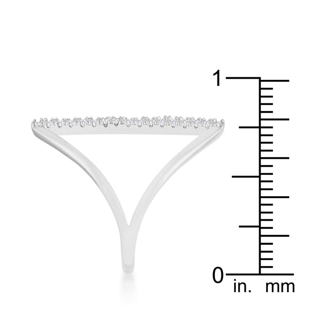 Refined Edge Signature Line Jena 0.2ct CZ Rhodium Delicate Parallel Ring - Friggin Jewelry Fashion