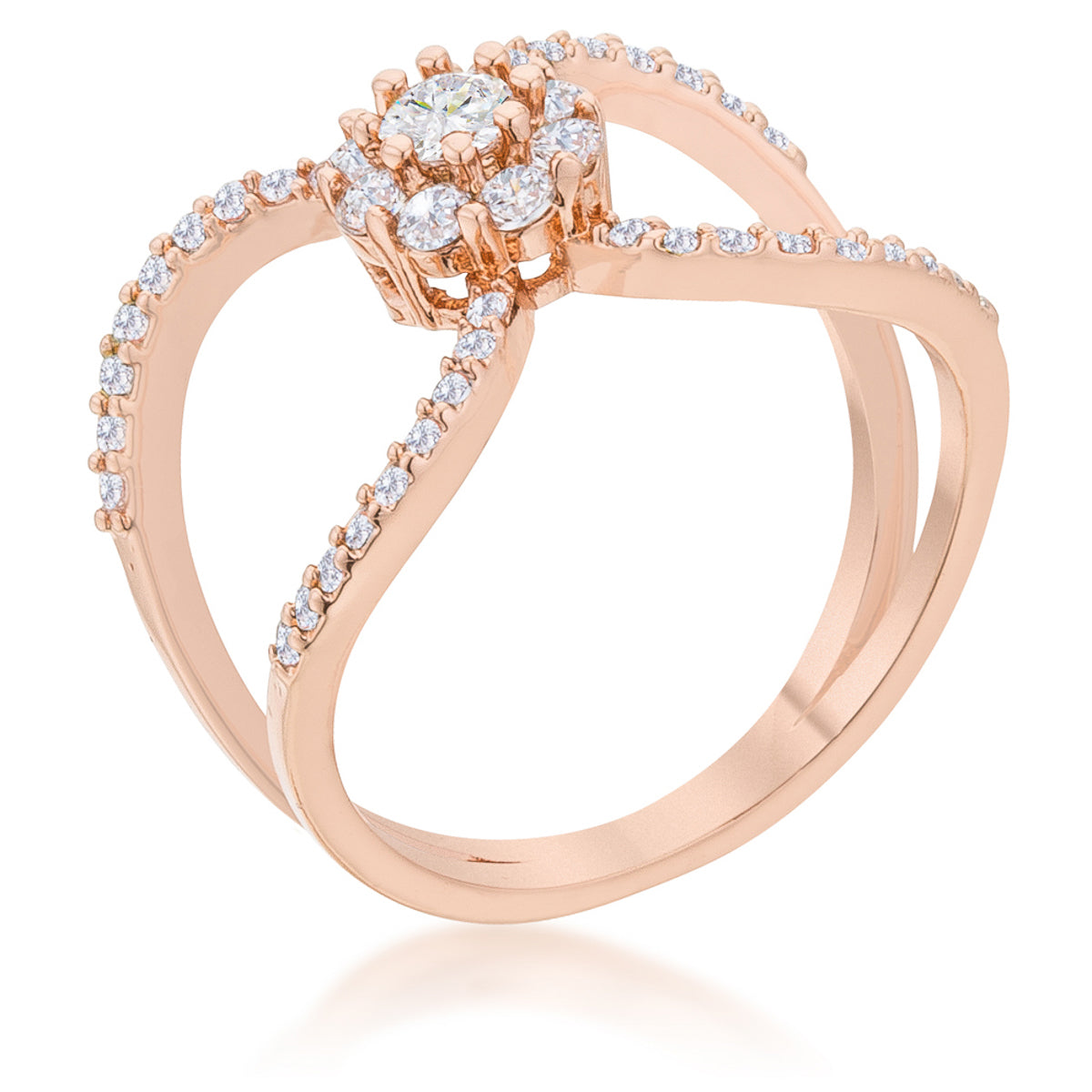 Sovereign Edge Modern Edit Joyce 0.4ct CZ Rose Gold Delicate Floral Wrap Ring - Friggin Jewelry Fashion