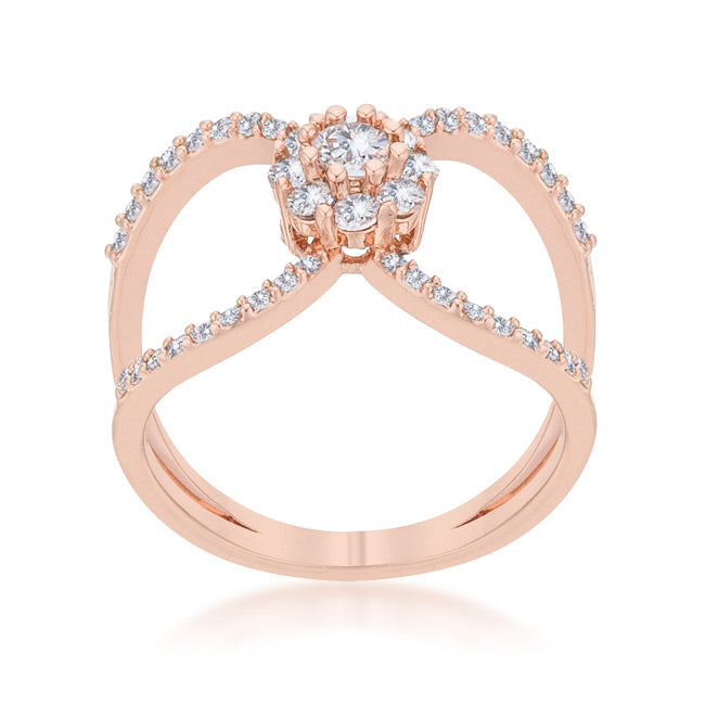 Sovereign Edge Modern Edit Joyce 0.4ct CZ Rose Gold Delicate Floral Wrap Ring - Friggin Jewelry Fashion