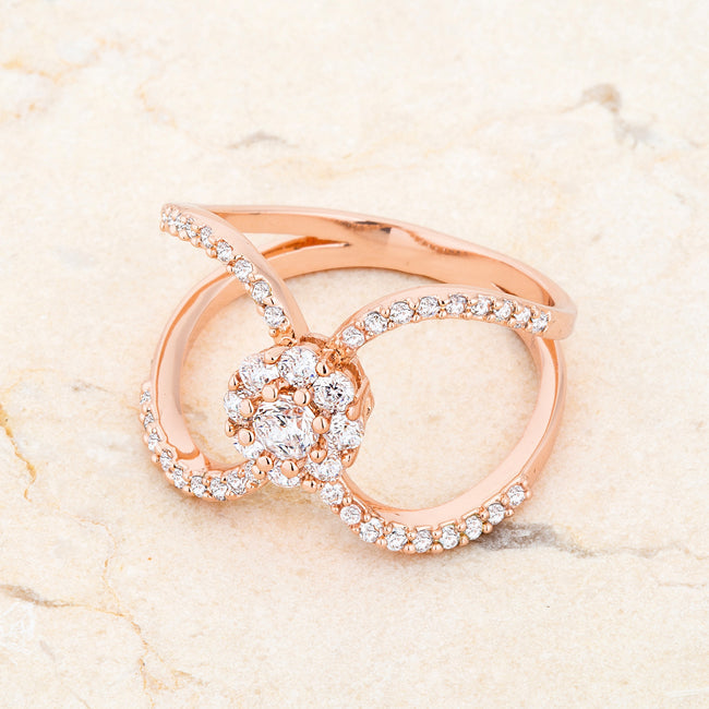 Sovereign Edge Modern Edit Joyce 0.4ct CZ Rose Gold Delicate Floral Wrap Ring - Friggin Jewelry Fashion
