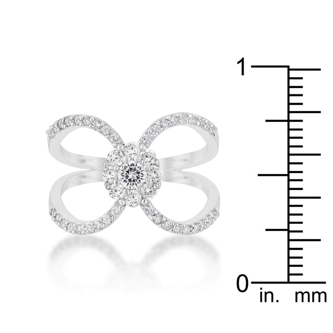Proper Mischief Bold Line Joyce 0.4ct CZ Rhodium Delicate Floral Wrap Ring - Friggin Jewelry Fashion