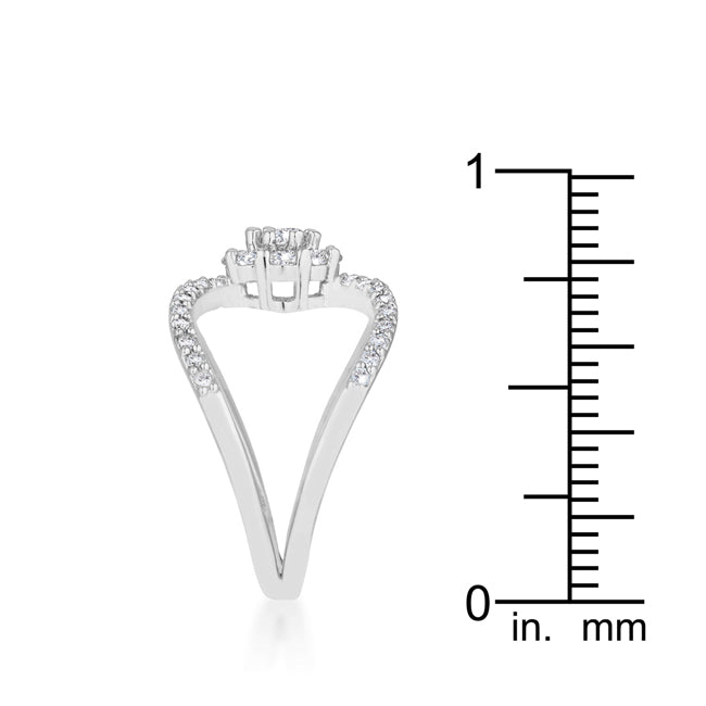 Proper Mischief Bold Line Joyce 0.4ct CZ Rhodium Delicate Floral Wrap Ring - Friggin Jewelry Fashion