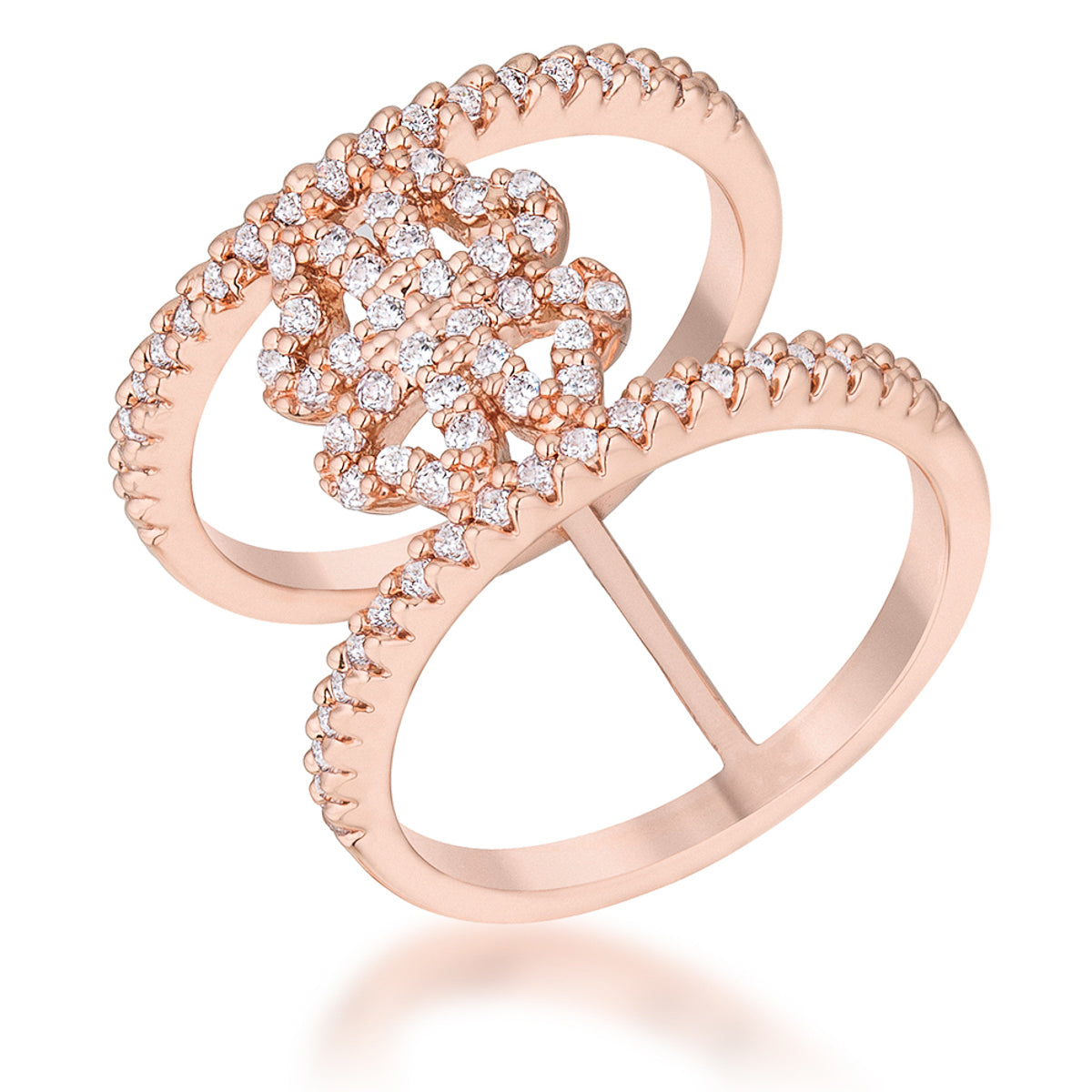 Twilight Drama Icon Series Lauren 0.4ct CZ Rose Gold Delicate Clover Wrap Ring - Friggin Jewelry Fashion