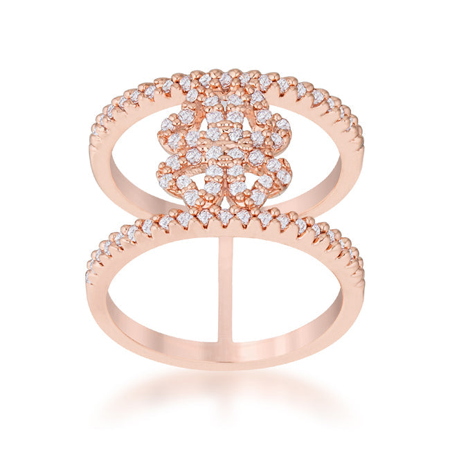 Twilight Drama Icon Series Lauren 0.4ct CZ Rose Gold Delicate Clover Wrap Ring - Friggin Jewelry Fashion