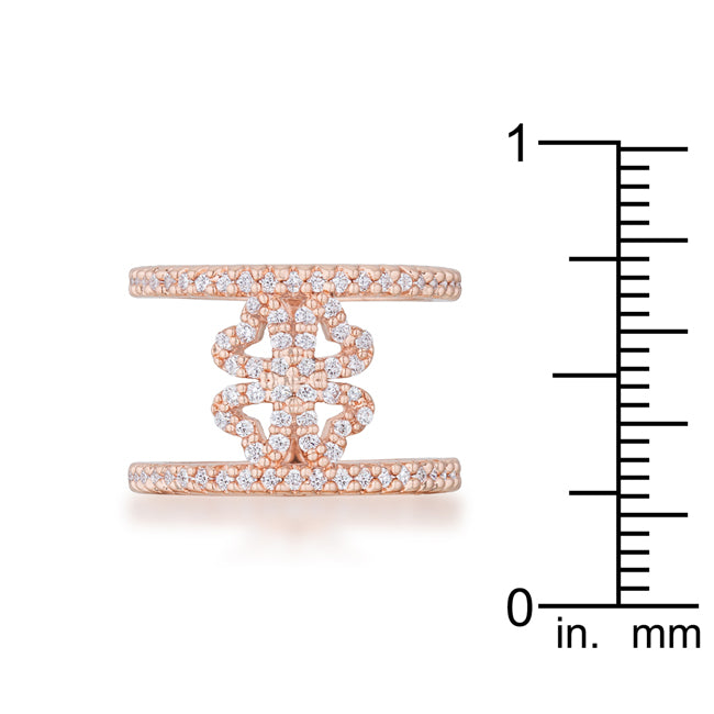 Twilight Drama Icon Series Lauren 0.4ct CZ Rose Gold Delicate Clover Wrap Ring - Friggin Jewelry Fashion
